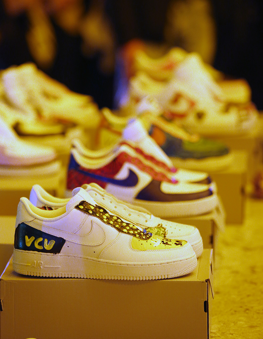 Finished sneakers painted by CHoR patients and VCU basketball players