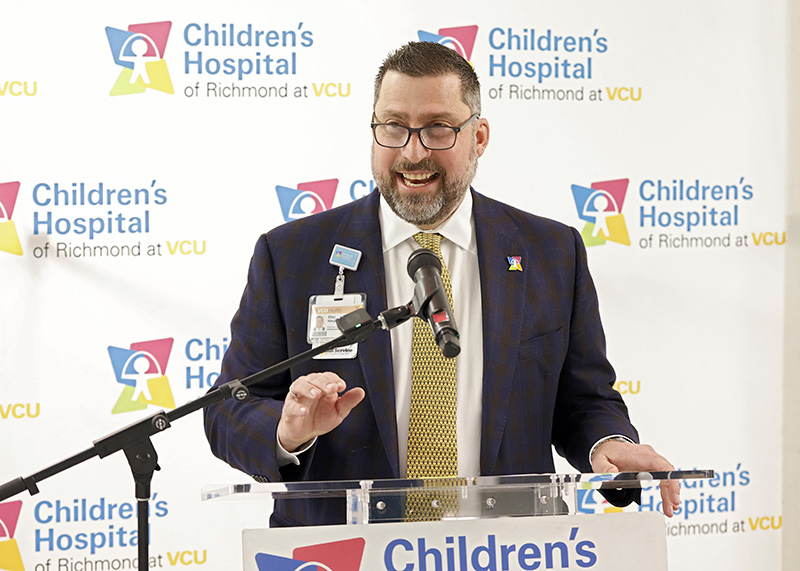 CHoR president Elias Neujahr makes remarks at the Children's Tower NICU ribbon cutting