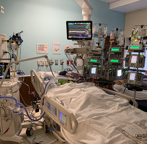 Bethany in PICU after surgery