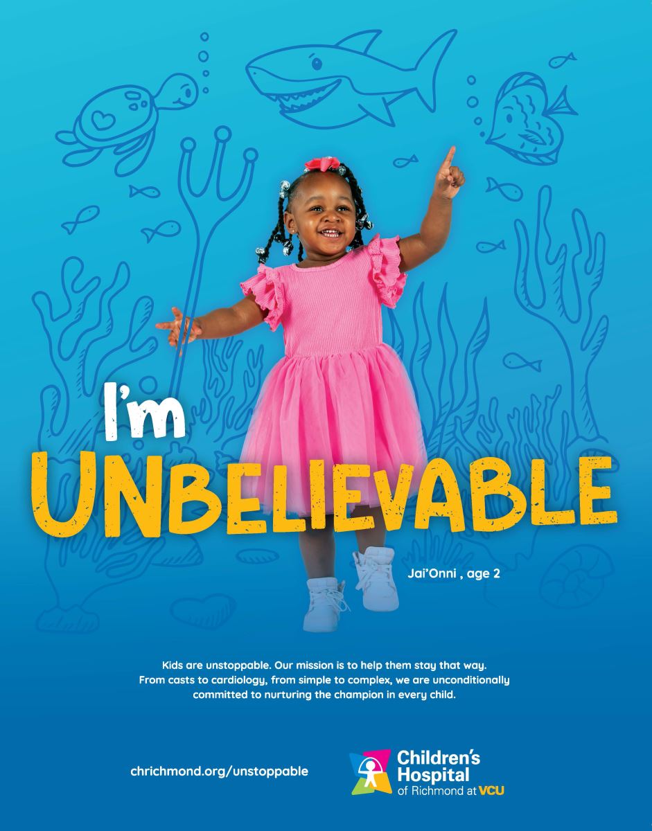 CHoR heart patient Jai'Onni featured in a print ad
