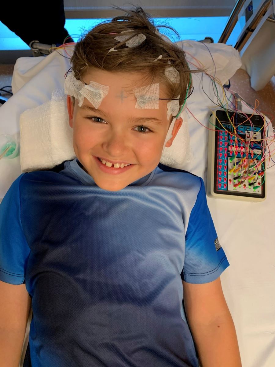 CHoR patient Connor getting an EEG
