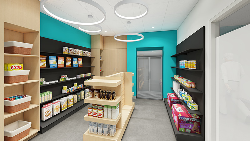 A sketch of the grocery room in CHoR's new Family Resource Center