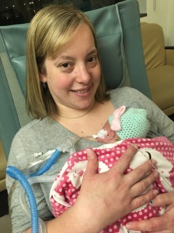 Mom and baby bond during Kangaroo Care in the NICU at CHoR.