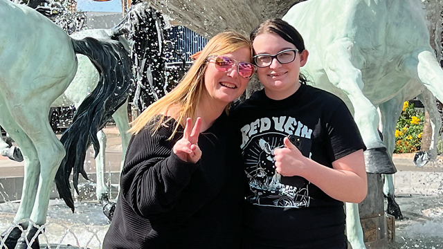 CHoR patient Gretchen and her mom smiling in Arizona