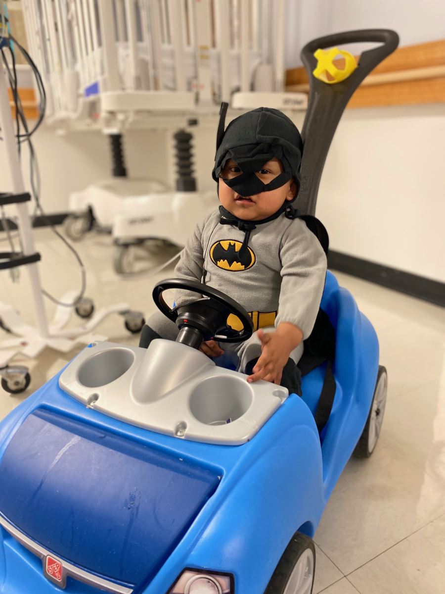 patient in costume donated by Spirit Halloween