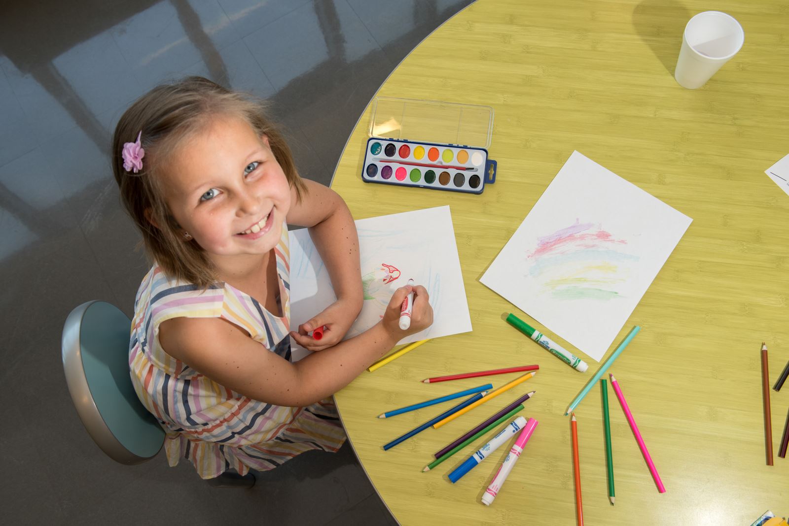 An aspiring artist, Lauren Cherry enjoys drawing and painting during her visits to Children’s Hospital of Richmond at VCU, where she was diagnosed with cancer in 2013. (Photo by Doug Buerlein)