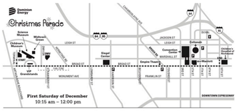Street map of Richmond Christmas Parade