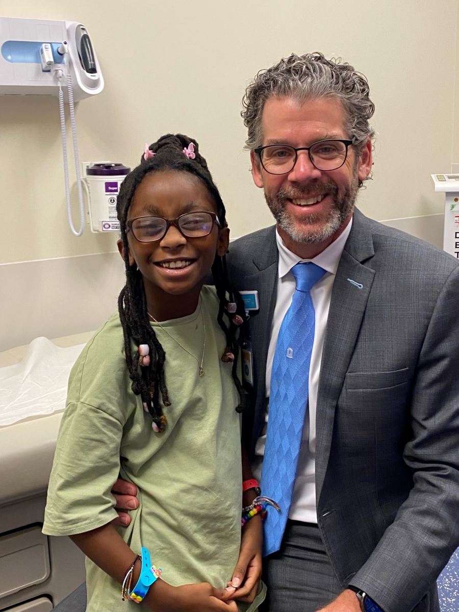 CHoR patient Skylar with Dr. Tony Herndon